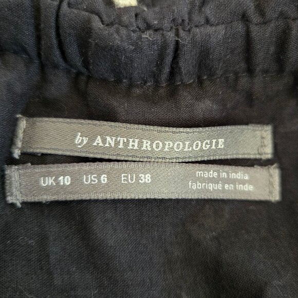 Anthropologie Marisol Size 6 Boho Black & White Embroidered Off-Shoulder Dress - Picture 9 of 11